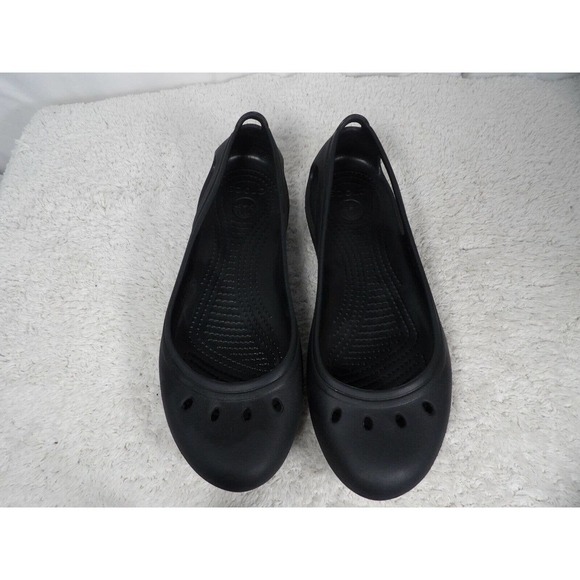 Crocs Womens Black Rubber Waterproof Round Toe Slip On Ballet Flat Size US 11 - Picture 7 of 9